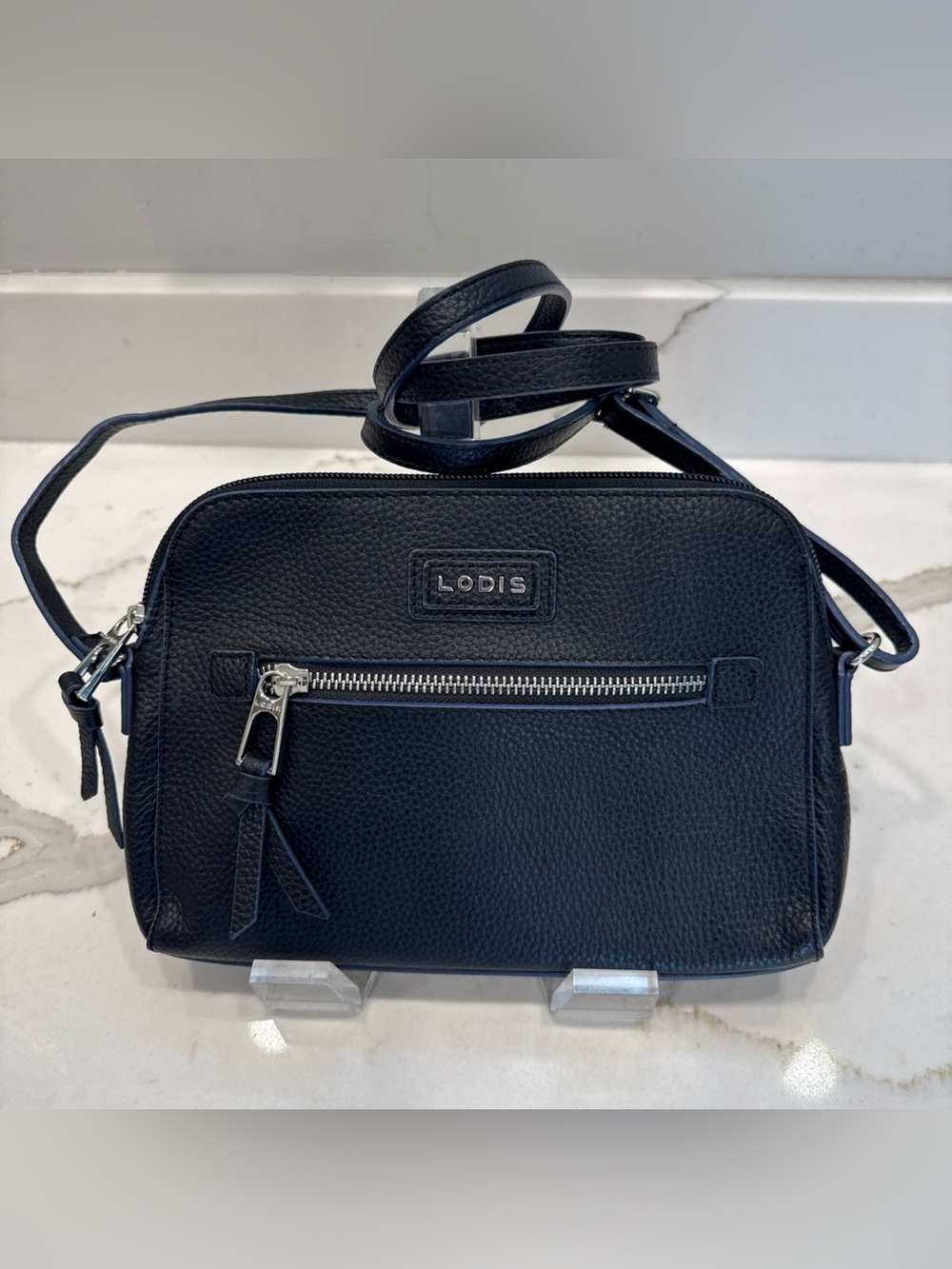 LODIS Charlotte Black Pebbled LEATHER SMALL CROSSBODY BAG HANDBAG PURSE